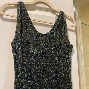 Emerald Sequin and Fringe Flapper Halloween Dress